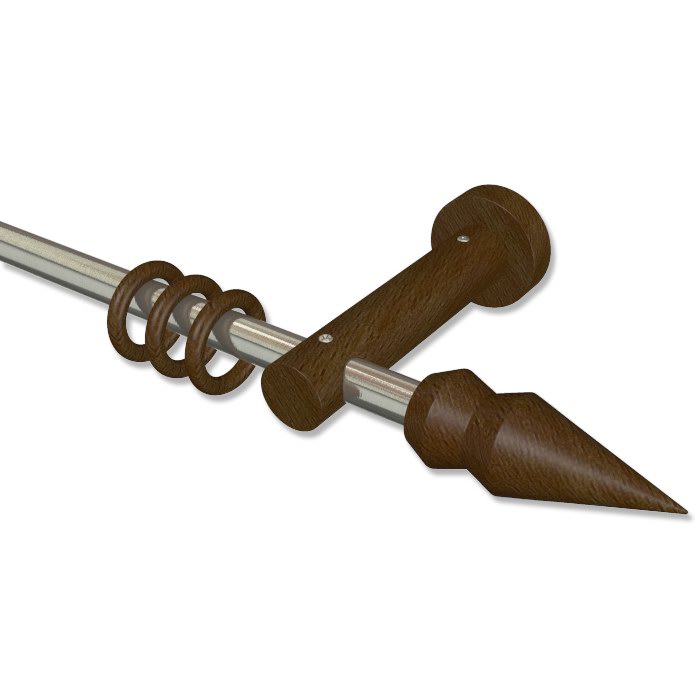 Gardinenstangen 16 mm Ø in Edelstahl Optik / Nussbaum (Holz