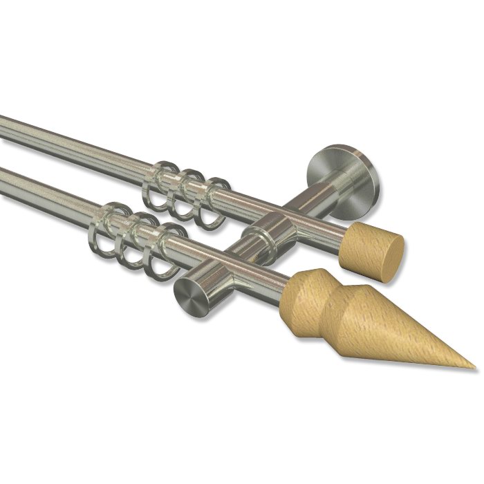 Zweiläufige Gardinenstange Edelstahl Optik / Buche (Holz) in 16 mm Ø | eBay