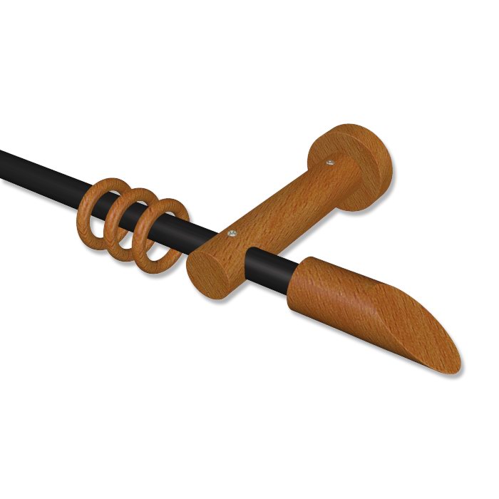 Gardinenstangen / Vorhangstangen 16 mm Ø in Schwarz / Kirschbaum (Holz