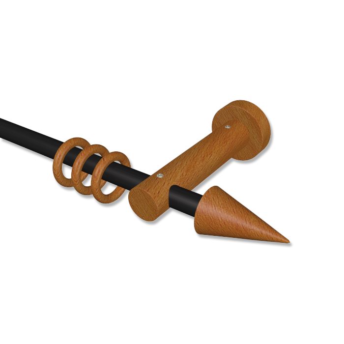 Gardinenstangen / Vorhangstangen 16 mm Ø in Schwarz / Kirschbaum (Holz