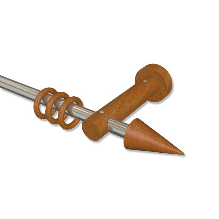 Gardinenstange / Vorhangstange 16 mm Ø aus Edelstahl / Holz in