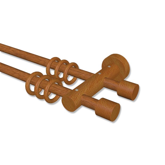 Holz Gardinenstangen 2-läufig 16 mm Ø in Kirschbaum lackiert, günstige