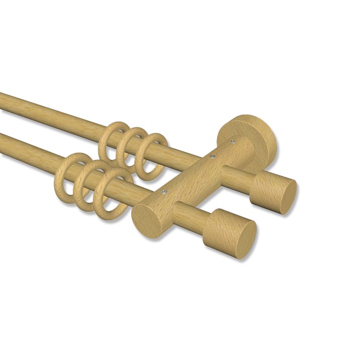 Doppelläufige Holz Gardinenstangen 16 mm Ø in Buche lackiert, günstige