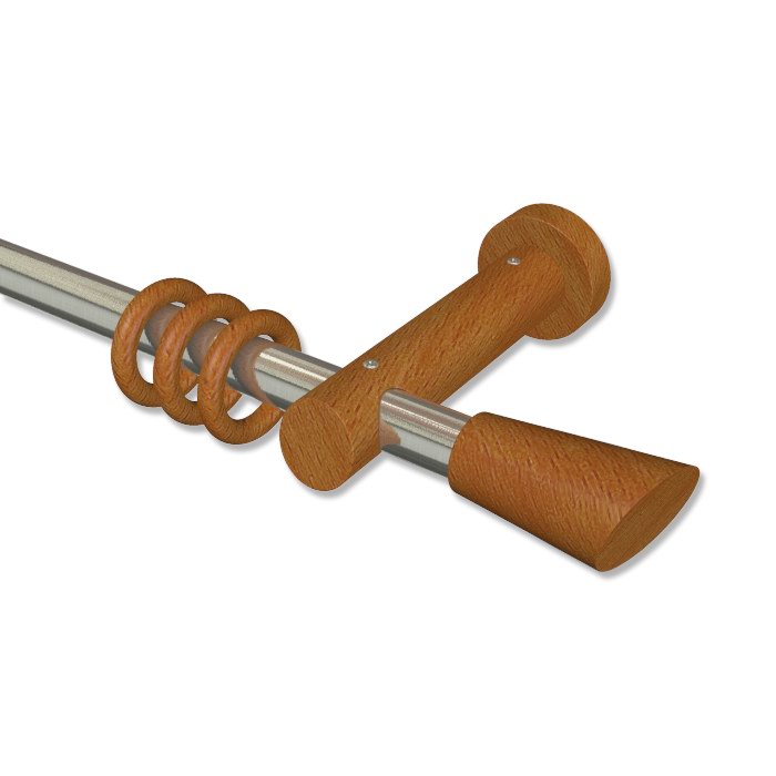 Gardinenstange 20 mm Ø Edelstahl-Look / Buche Nussbaum Kirschbaum Weiß