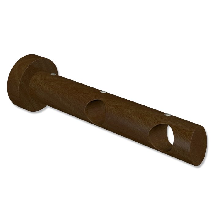 Holz-Träger für Gardinenstangen / Vorhangstangen 20 mm Ø Nussbaum
