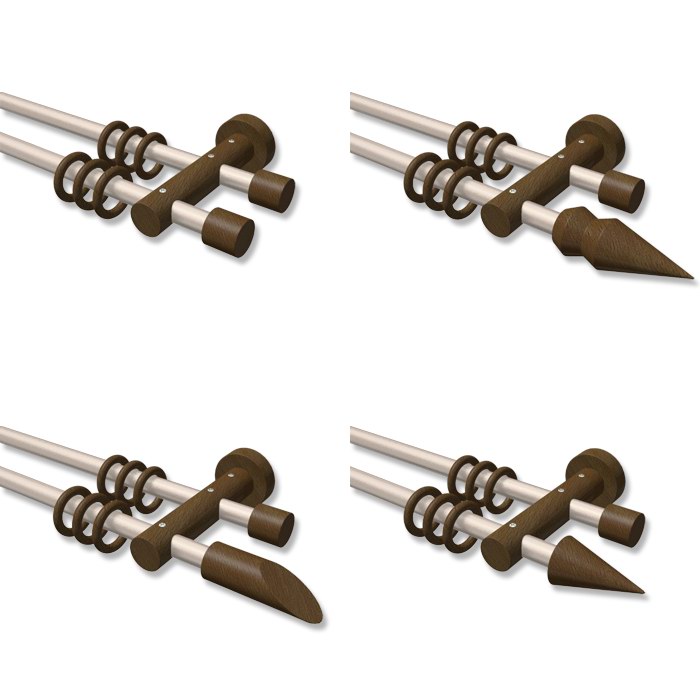 Gardinenstangen / Vorhangstangen zweiläufig 16 mm Ø Chrom matt