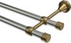 10153725-103995 Gardinenstange Metall 16 mm Ø 2-läufig PRIMUS - Lucan Edelstahl-Optik / Messing Antik (ohne Ringe)