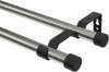10153728-103928 Gardinenstange Metall 16 mm Ø 2-läufig OLYMP - Lucan Edelstahl-Optik / Schwarz (ohne Ringe)