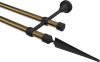 10153925-109528 Gardinenstange Metall 16 mm Ø 2-läufig PRIMUS - Lorenzo Messing Antik / Schwarz (ohne Ringe)