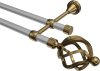 10154225-103395 Gardinenstange Metall 16 mm Ø 2-läufig PRIMUS - Paolo Silbergrau / Messing Antik (ohne Ringe)