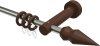 10160411-103919 Gardinenstange Metall / Holz 16 mm Ø ADRIAN - Doman Edelstahl-Optik / Nussbaum lackiert
