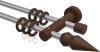 10160412-103319 Gardinenstange Metall / Holz 16 mm Ø 2-läufig ADRIAN - Doman Silbergrau / Nussbaum lackiert