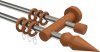 10160412-103922 Gardinenstange Metall / Holz 16 mm Ø 2-läufig ADRIAN - Doman Edelstahl-Optik / Kirschbaum lackiert