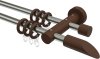 10160512-103919 Gardinenstange Metall / Holz 16 mm Ø 2-läufig ADRIAN - Franca Edelstahl-Optik / Nussbaum lackiert