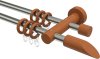 10160512-103922 Gardinenstange Metall / Holz 16 mm Ø 2-läufig ADRIAN - Franca Edelstahl-Optik / Kirschbaum lackiert