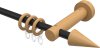 10160711-102830 Gardinenstange Metall / Holz 16 mm Ø ADRIAN - Holly Schwarz / Buche lackiert