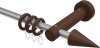 10160711-103319 Gardinenstange Metall / Holz 16 mm Ø ADRIAN - Holly Silbergrau / Nussbaum lackiert