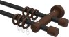 10162012-102819 Gardinenstange Metall / Holz 16 mm Ø 2-läufig ADRIAN - Pin Schwarz / Nussbaum lackiert