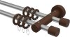 10162012-103319 Gardinenstange Metall / Holz 16 mm Ø 2-läufig ADRIAN - Pin Silbergrau / Nussbaum lackiert