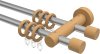 10162012-103330 Gardinenstange Metall / Holz 16 mm Ø 2-läufig ADRIAN - Pin Silbergrau / Buche lackiert