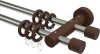 10162012-103919 Gardinenstange Metall / Holz 16 mm Ø 2-läufig ADRIAN - Pin Edelstahl-Optik / Nussbaum lackiert
