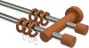 10162012-103922 Gardinenstange Metall / Holz 16 mm Ø 2-läufig ADRIAN - Pin Edelstahl-Optik / Kirschbaum lackiert