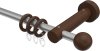 10162111-103319 Gardinenstange Metall / Holz 16 mm Ø ADRIAN - Geo Silbergrau / Nussbaum lackiert