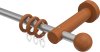 10162111-103322 Gardinenstange Metall / Holz 16 mm Ø ADRIAN - Geo Silbergrau / Kirschbaum lackiert