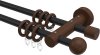 10162112-102819 Gardinenstange Metall / Holz 16 mm Ø 2-läufig ADRIAN - Geo Schwarz / Nussbaum lackiert
