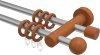 10162112-103322 Gardinenstange Metall / Holz 16 mm Ø 2-läufig ADRIAN - Geo Silbergrau / Kirschbaum lackiert