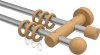 10162112-103330 Gardinenstange Metall / Holz 16 mm Ø 2-läufig ADRIAN - Geo Silbergrau / Buche lackiert