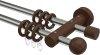 10162112-103919 Gardinenstange Metall / Holz 16 mm Ø 2-läufig ADRIAN - Geo Edelstahl-Optik / Nussbaum lackiert