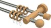 10162112-103930 Gardinenstange Metall / Holz 16 mm Ø 2-läufig ADRIAN - Geo Edelstahl-Optik / Buche lackiert