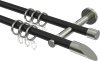 10162403-102839 Gardinenstange Metall 16 mm Ø 2-läufig MEDIUM - Santoni Schwarz / Edelstahl-Optik