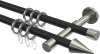 10162616-XX2839 Gardinenstange Metall 16 mm Ø 2-läufig SINUX - Scarano Schwarz / Edelstahl-Optik