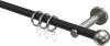 10162701-102839 Gardinenstange Metall 16 mm Ø MEDIUM - Puros Schwarz / Edelstahl-Optik