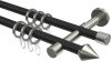 10162816-102839 Gardinenstange Metall 16 mm Ø 2-läufig SINUX - Castello Schwarz / Edelstahl-Optik