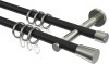 10162903-102839 Gardinenstange Metall 16 mm Ø 2-läufig MEDIUM - Carelli Schwarz / Edelstahl-Optik