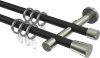 10162916-XX2839 Gardinenstange Metall 16 mm Ø 2-läufig SINUX - Carelli Schwarz / Edelstahl-Optik