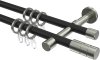 10163016-102839 Gardinenstange Metall 16 mm Ø 2-läufig SINUX - Caras Schwarz / Edelstahl-Optik