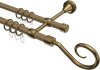 10164025-105195 Gardinenstange Metall 16 mm Ø 2-läufig PRIMUS - Allegra Gold matt / Messing Antik