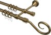 10164025-1095 Gardinenstange Metall 16 mm Ø 2-läufig PRIMUS - Allegra Messing Antik
