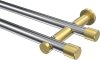 10193112-XX1238 Gardinenstange Metall 20 mm Ø 2-läufig PLATON - Santo Chrom / Messing-Optik (ohne Ringe)