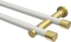 10193112-XX3238 Gardinenstange Metall 20 mm Ø 2-läufig PLATON - Santo Weiß / Messing-Optik (ohne Ringe)