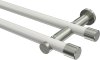 10193112-XX3239 Gardinenstange Metall 20 mm Ø 2-läufig PLATON - Santo Weiß / Edelstahl-Optik (ohne Ringe)