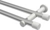10193112-XX3332 Gardinenstange Metall 20 mm Ø 2-läufig PLATON - Santo Silbergrau / Weiß (ohne Ringe)