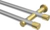 10193112-XX3338 Gardinenstange Metall 20 mm Ø 2-läufig PLATON - Santo Silbergrau / Messing-Optik (ohne Ringe)