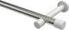 10193125-XX3932 Gardinenstange Metall 20 mm Ø PRESTIGE - Santo Edelstahl-Optik / Weiß (ohne Ringe)