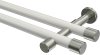 10193126-103239 Gardinenstange Metall 20 mm Ø 2-läufig PRESTIGE - Santo Weiß / Edelstahl-Optik (ohne Ringe)