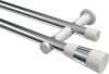 10193312-XX1232 Gardinenstange Metall 20 mm Ø 2-läufig PLATON - Tanara Chrom / Weiß (ohne Ringe)